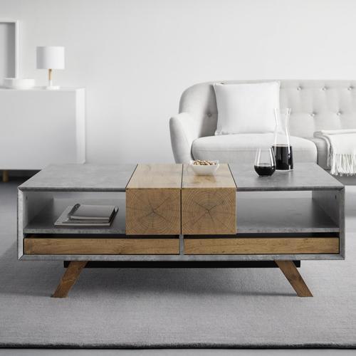 Konferenčný Stolík Casper - farby dubu/sivá, Moderný, drevo (60/120/42cm) - Modern Living