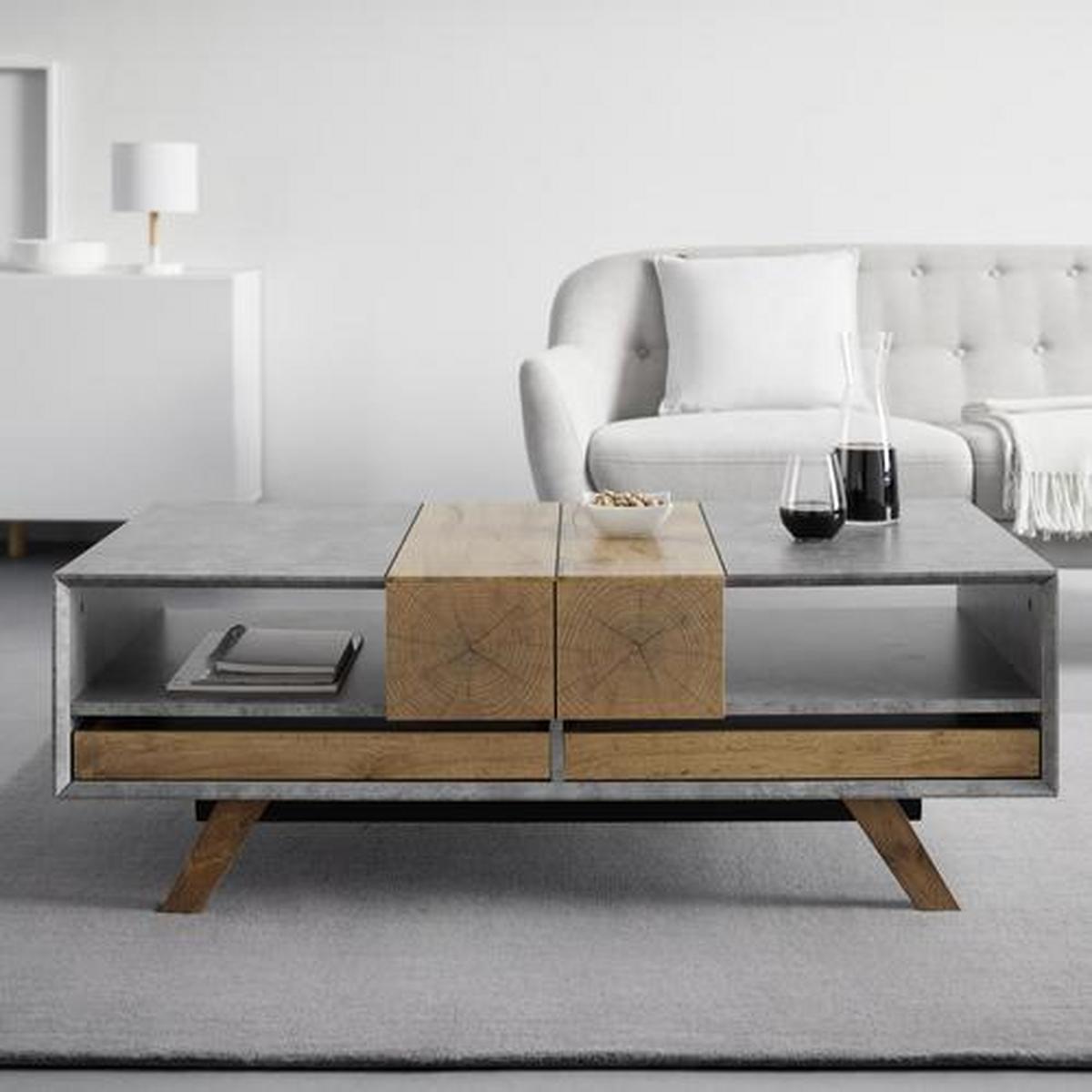 Konferenční stolek CASPER - šedá/barvy dubu, Moderní, dřevo (120/60/42cm) - Modern Living