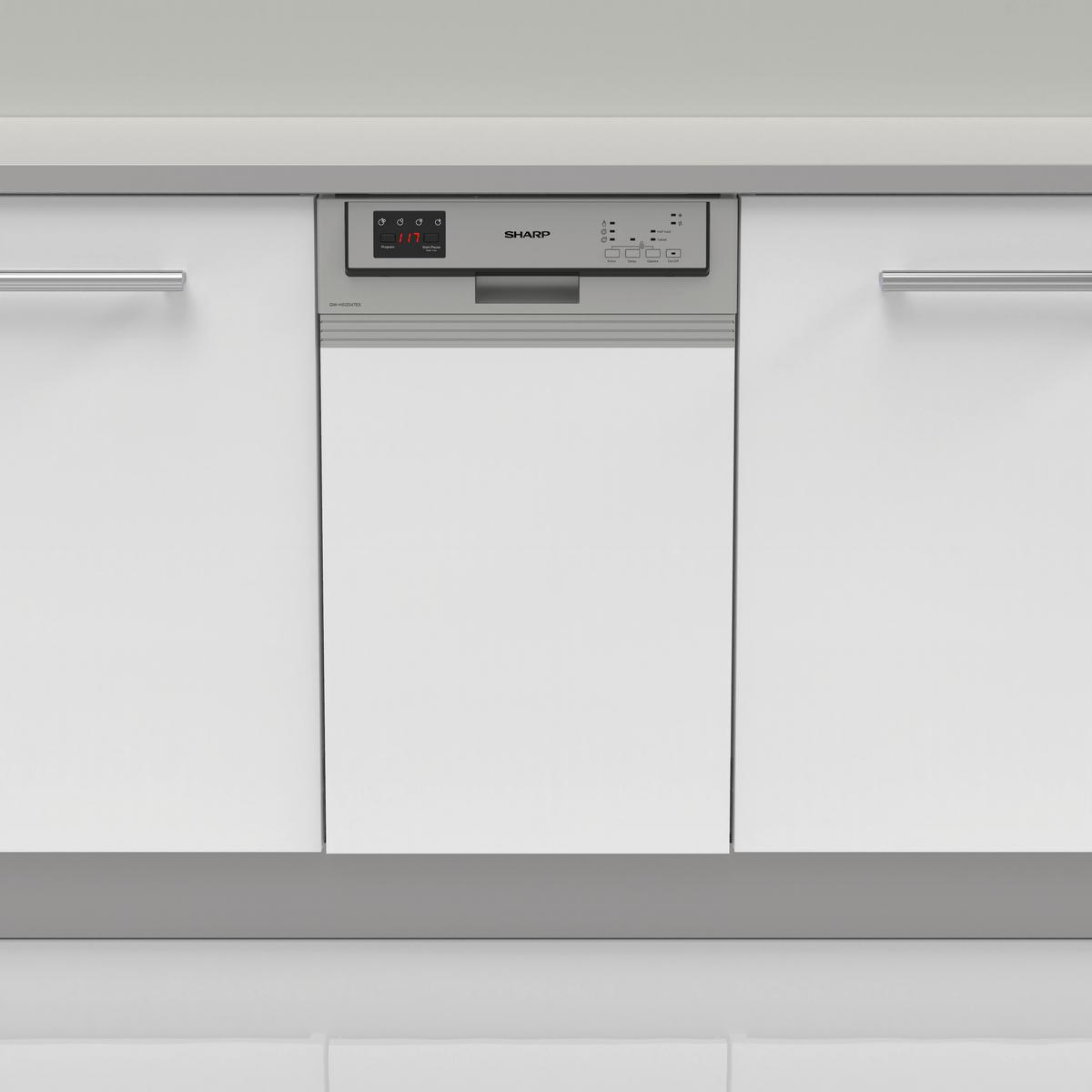 Einbau-geschirrspüler Qw-hs12s 47es-De B:44,8 Teilintegriert - Edelstahlfarben, Basics (44,8/82/57cm) - Sharp