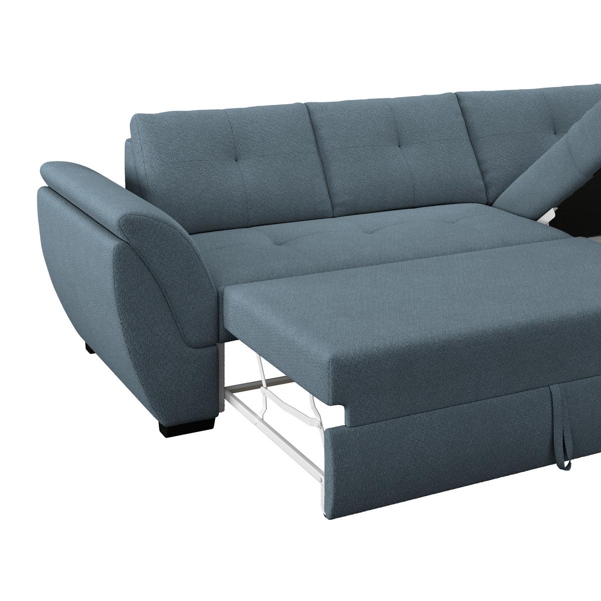 Rohová sedačka BERISSO, pravá, modrá - modrá/čierna, Konventionell, textil (278/187cm) - Ondega