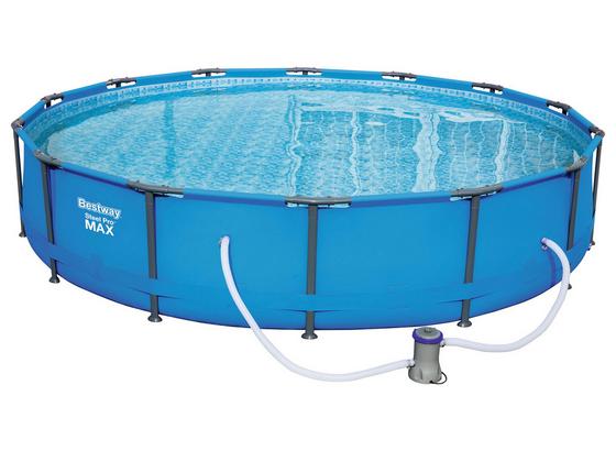 Stahlrahmenpool Set Steel Pro Max 56595 Ø 427 x H 84 cm - Blau, Kunststoff/Metall (427/84cm) - Bestway Stahlrahmenpool Set Steel Pro Max 56595 Ø 427 x H 84 cm - Blau, Kunststoff/Metall (427/84cm) - Bestway