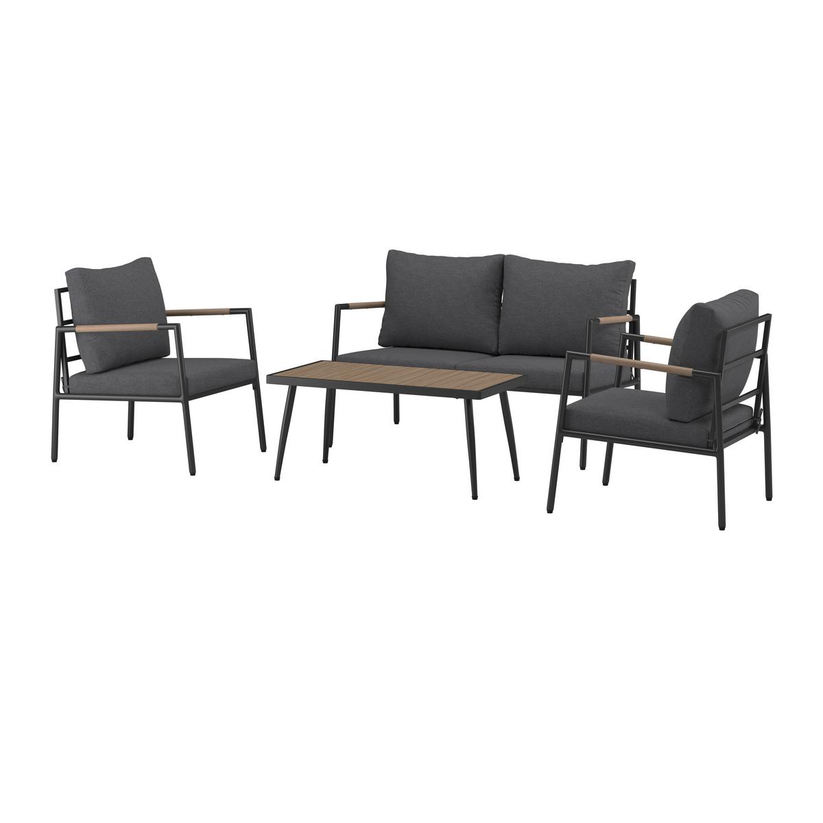 Loungegarnitur Aruba - Dunkelgrau/Anthrazit, MODERN, Holz/Textil (100/39/52cm) - Beldano