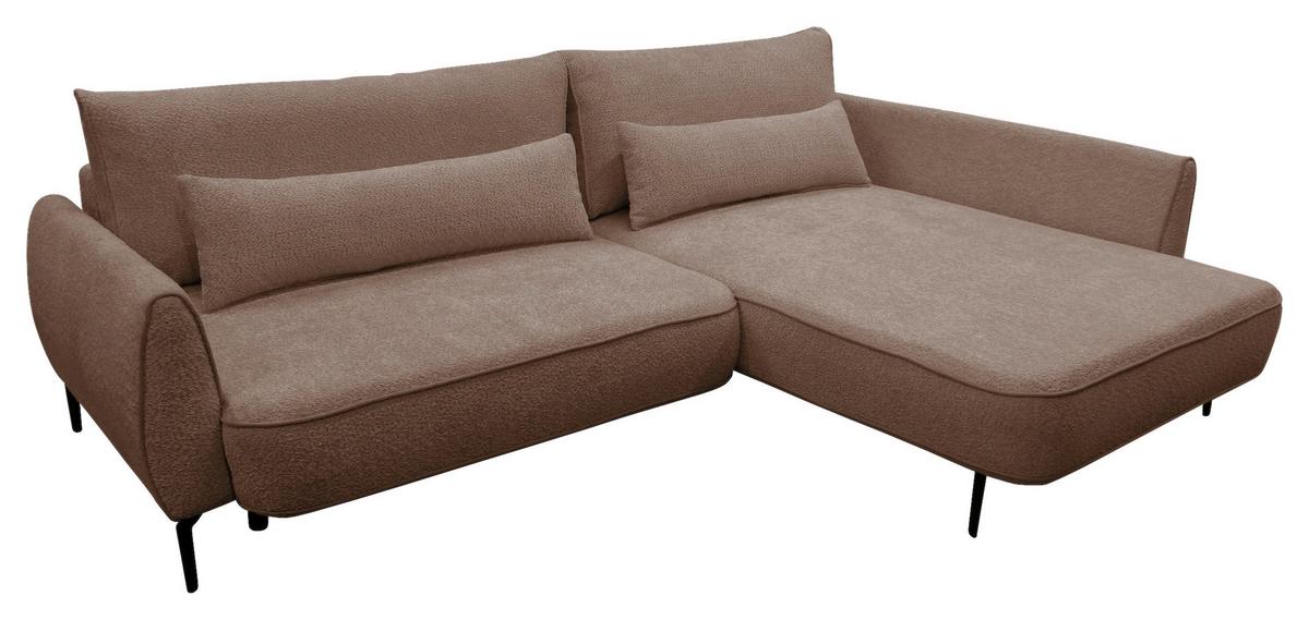 Ecksofa Abriamo Braun 273x204 cm - Creme/Schwarz, Design, Textil (273/204cm) - MID.YOU