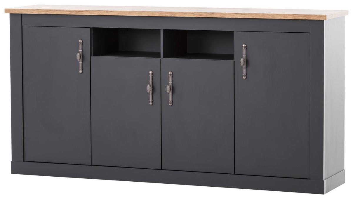 Sideboard Catania Anthrazit/Eiche Dekor B: 200cm - Anthrazit/Eiche Wotan, Design, Holzwerkstoff (200/104/45cm) - MID.YOU