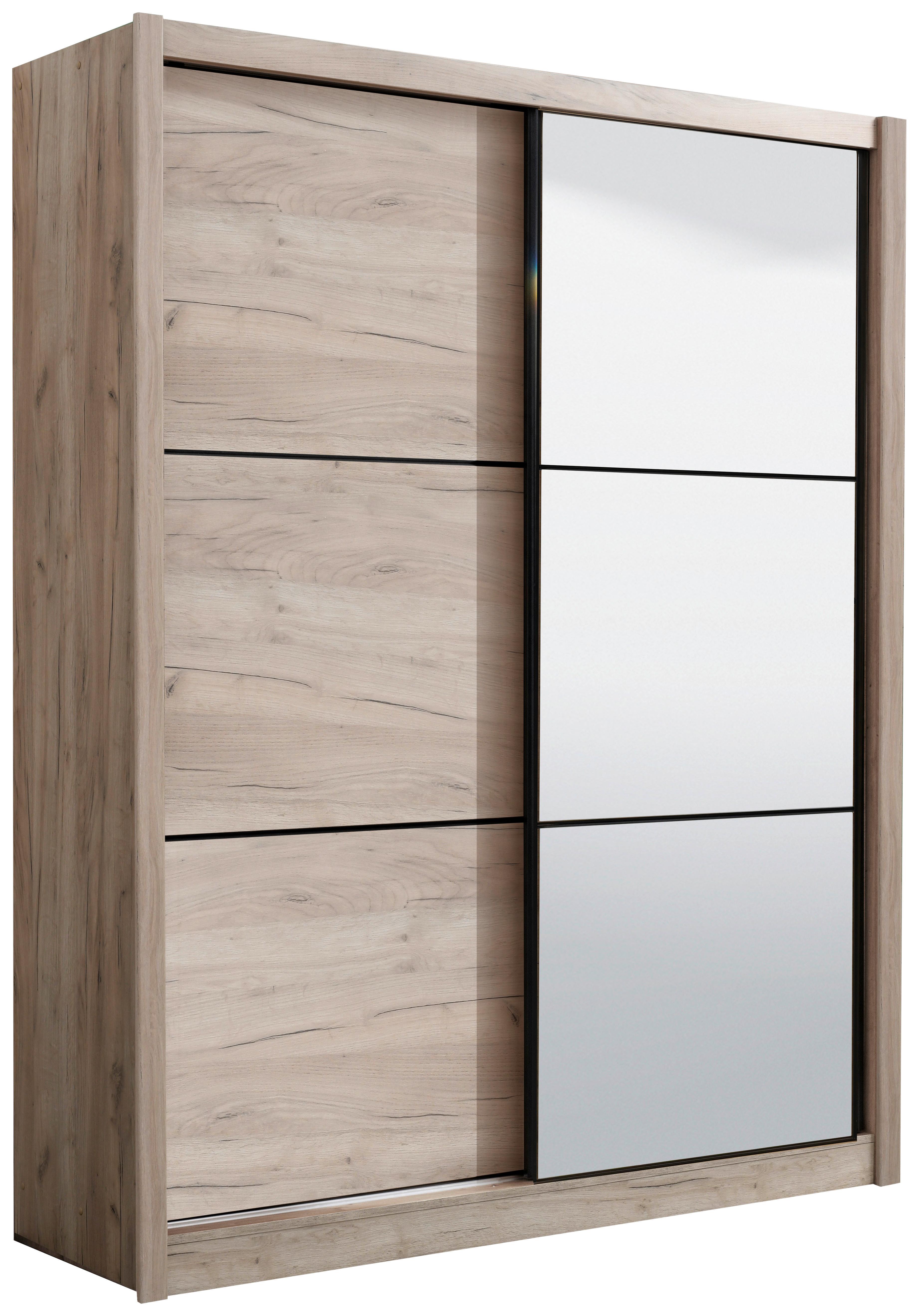 Tolóajtós Szekrény Navara 166/215,5 Cm - tölgyfa színű, Basics (166/215,5/60,5cm)