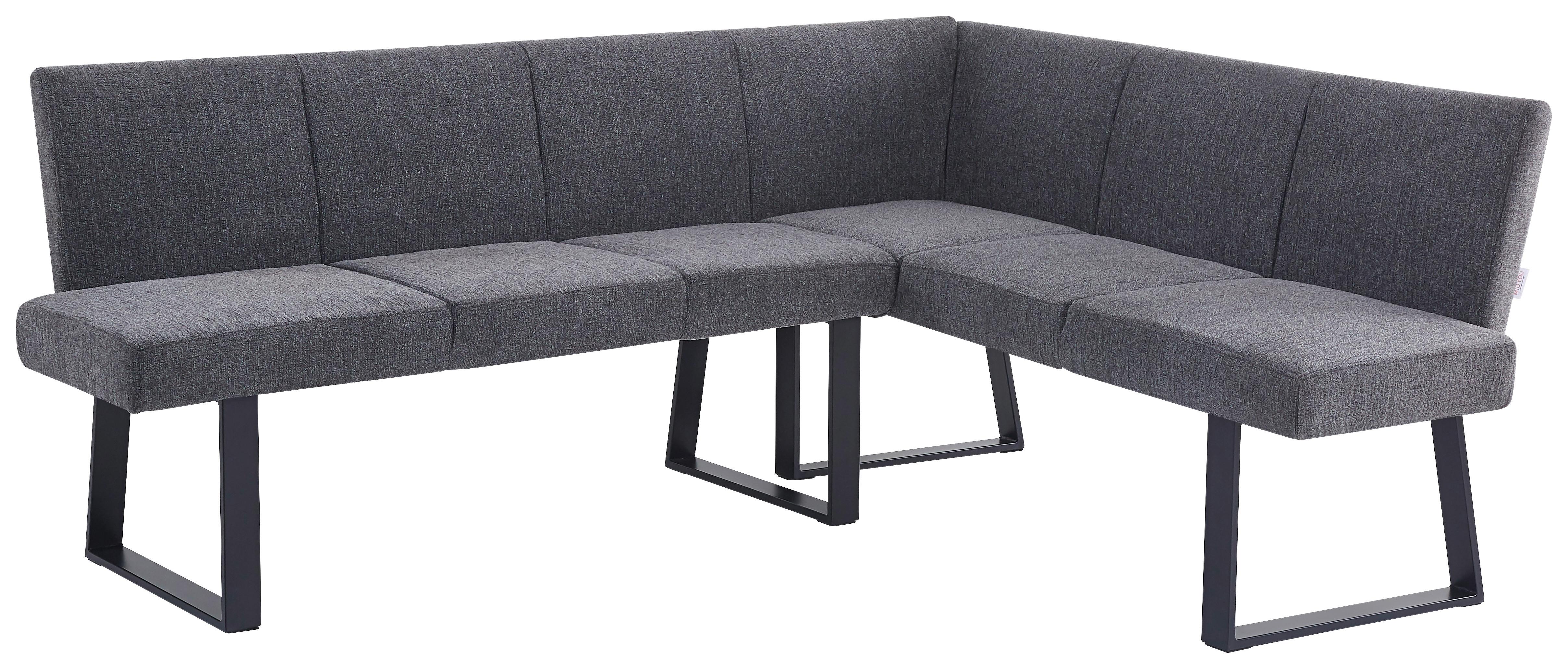 Eckbank Anthrazit/Metallbeine Terri 190x150cm - Anthrazit/Schwarz, MODERN, Textil/Metall (190/150cm) - MID.YOU