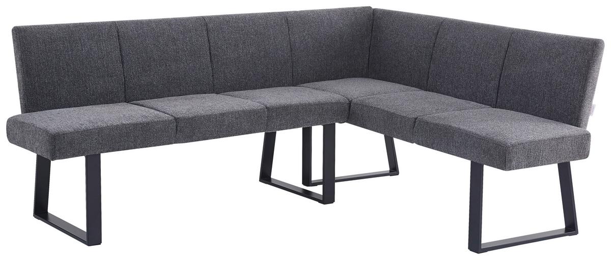Eckbank Anthrazit/Metallbeine Terri 190x150cm - Anthrazit/Schwarz, MODERN, Textil/Metall (190/150cm) - MID.YOU