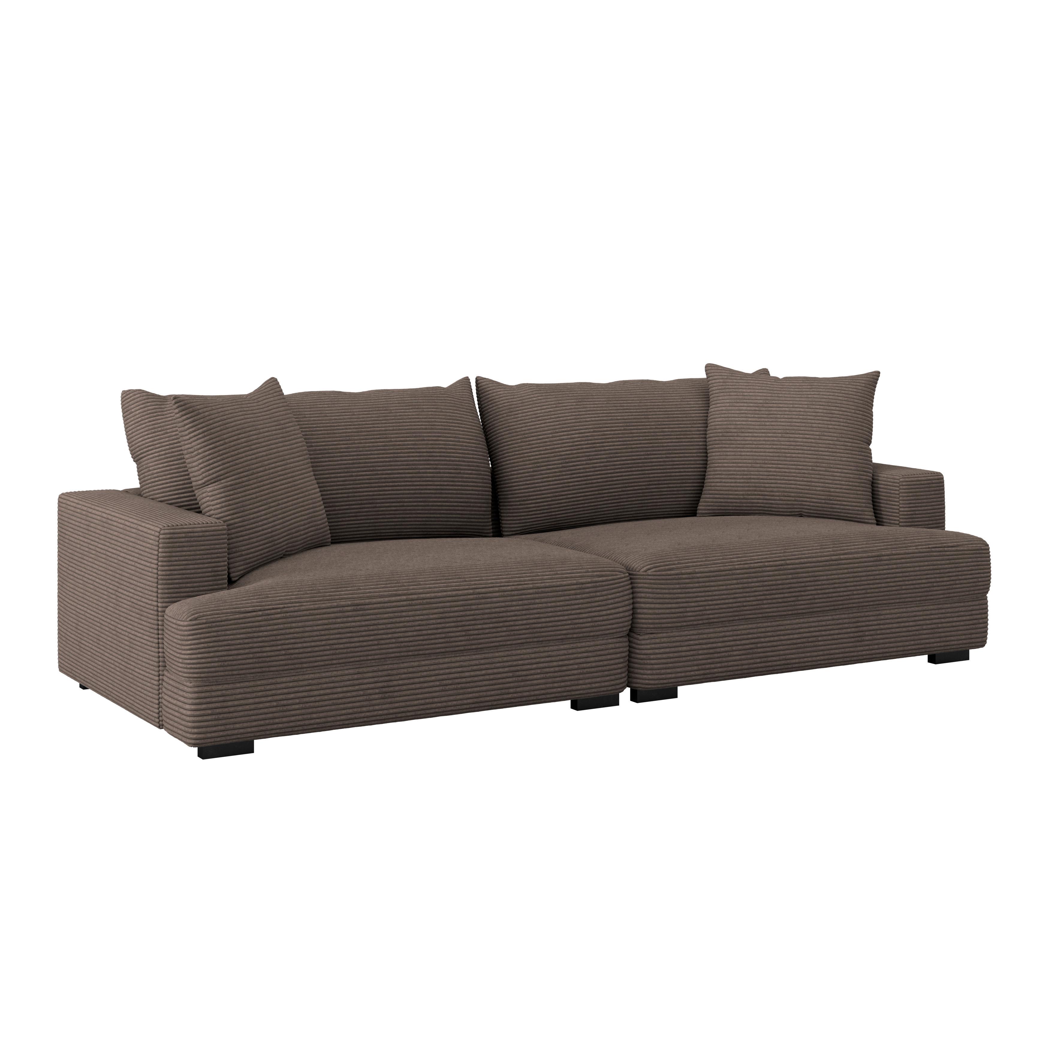 Megasofa Pelle-Megasofa - Wengefarben/Cappuccino, Trend, Textil (261/124cm) - Luca Bessoni