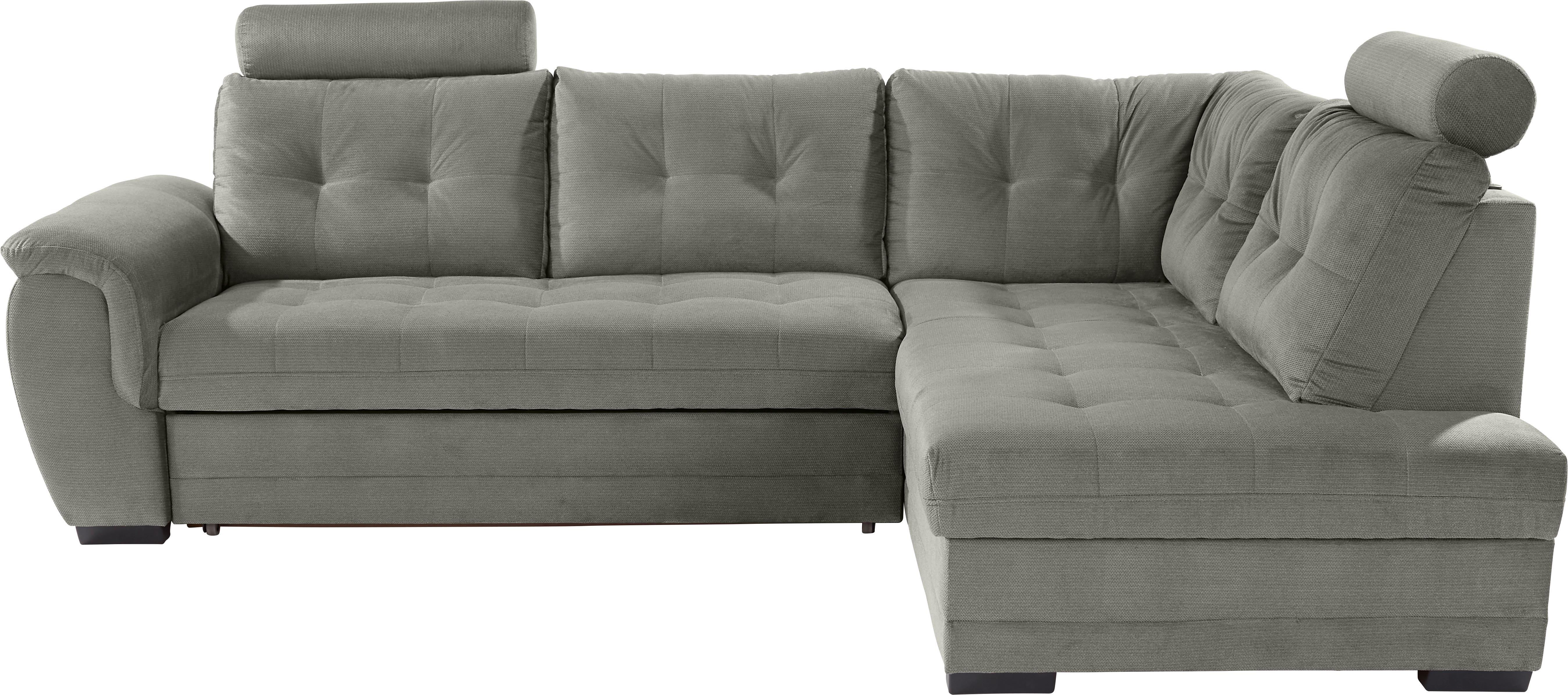 Ecksofa mit Schlaffunktion + Bettkasten Falco, Webstoff - Dunkelgrau/Dunkelbraun, KONVENTIONELL, Textil (251/183cm) - Ondega