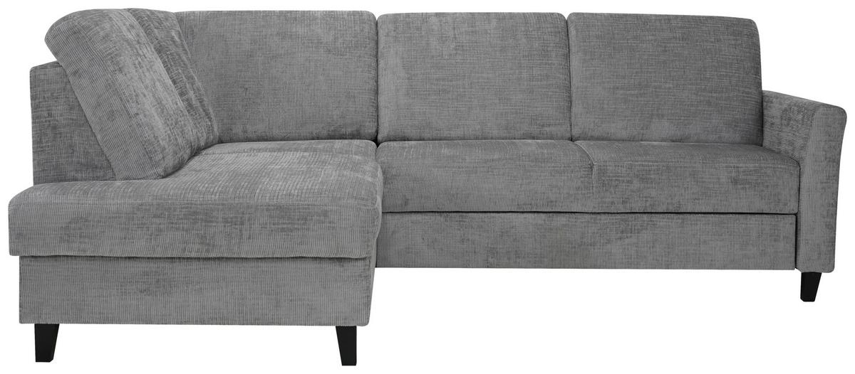 Rohová sedačka LARRY, levá, šedá - šedá/černá, Basics, dřevo/kompozitní dřevo (184/240cm)