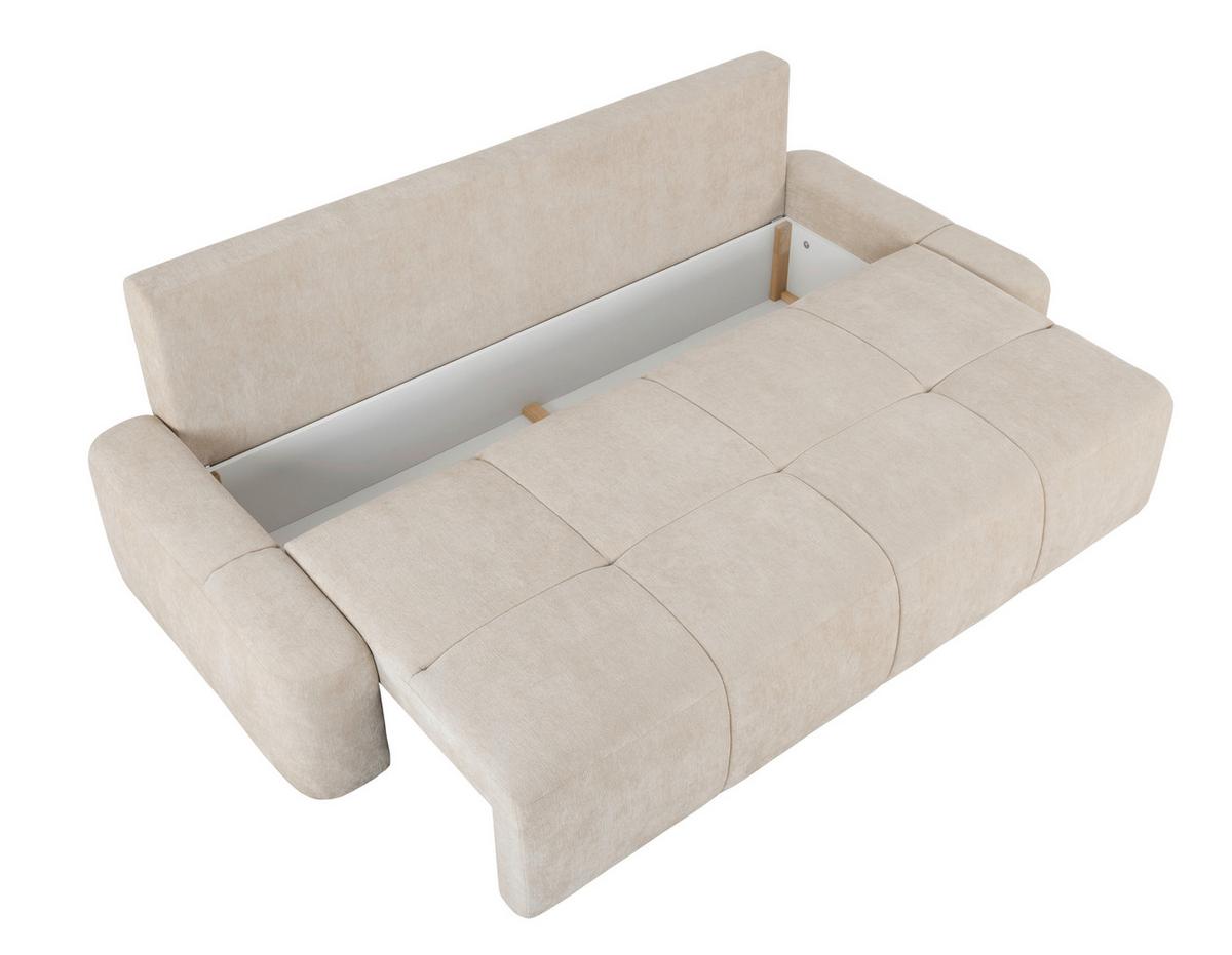 Schlafsofa Hello Lux 3Dl Beige B: 240cm - Beige/Schwarz, Design, Textil (240/93/108cm) - MID.YOU