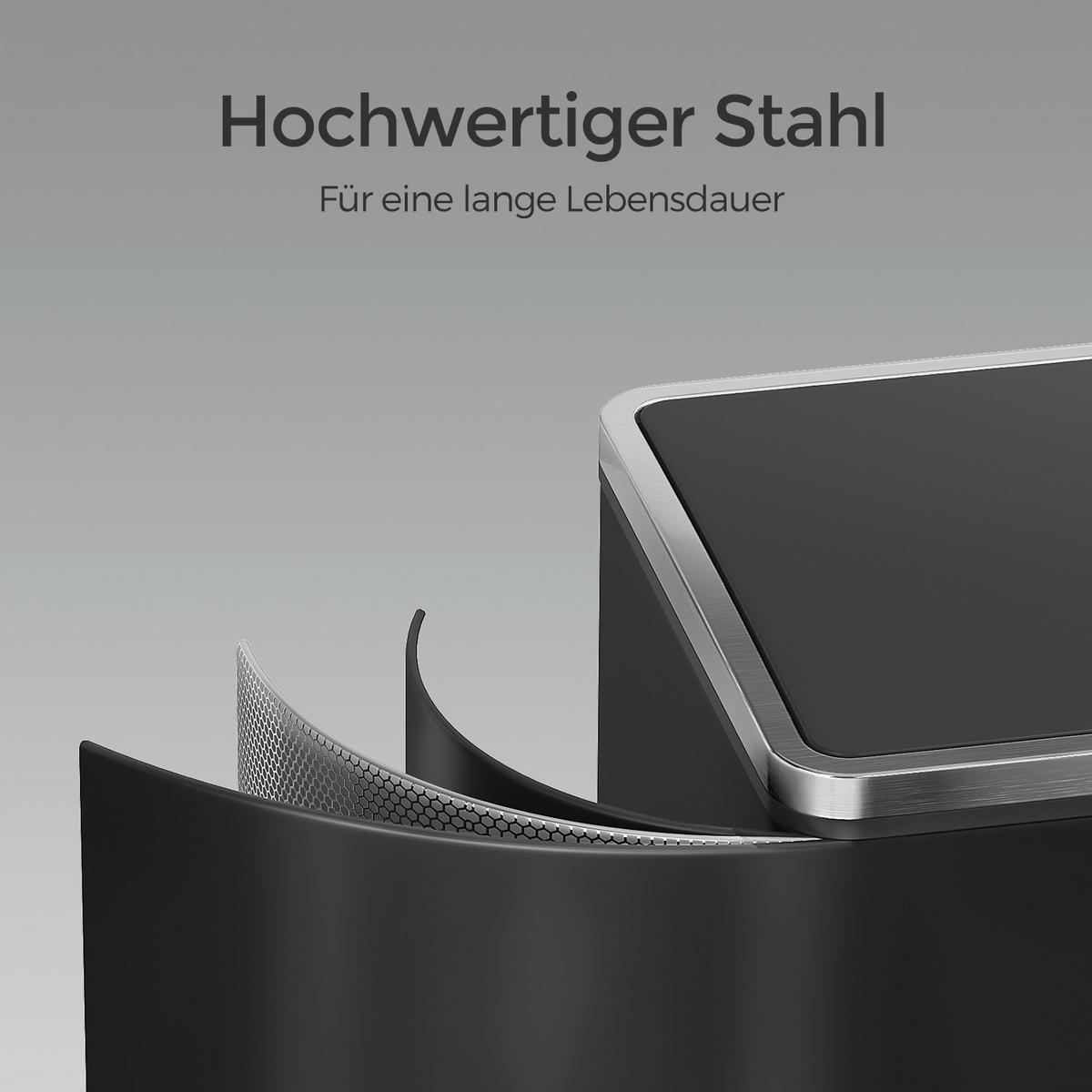 Abfallsammler Schwarz B: 58,5 Cm - Schwarz, Basics, Kunststoff/Metall (58,5/65/32cm)