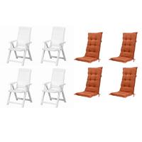 Gartenstuhl-Set Tampa+auflagen Set - Terracotta/Weiß, MODERN, Kunststoff/Textil (44/111/50cm) - Gardenson