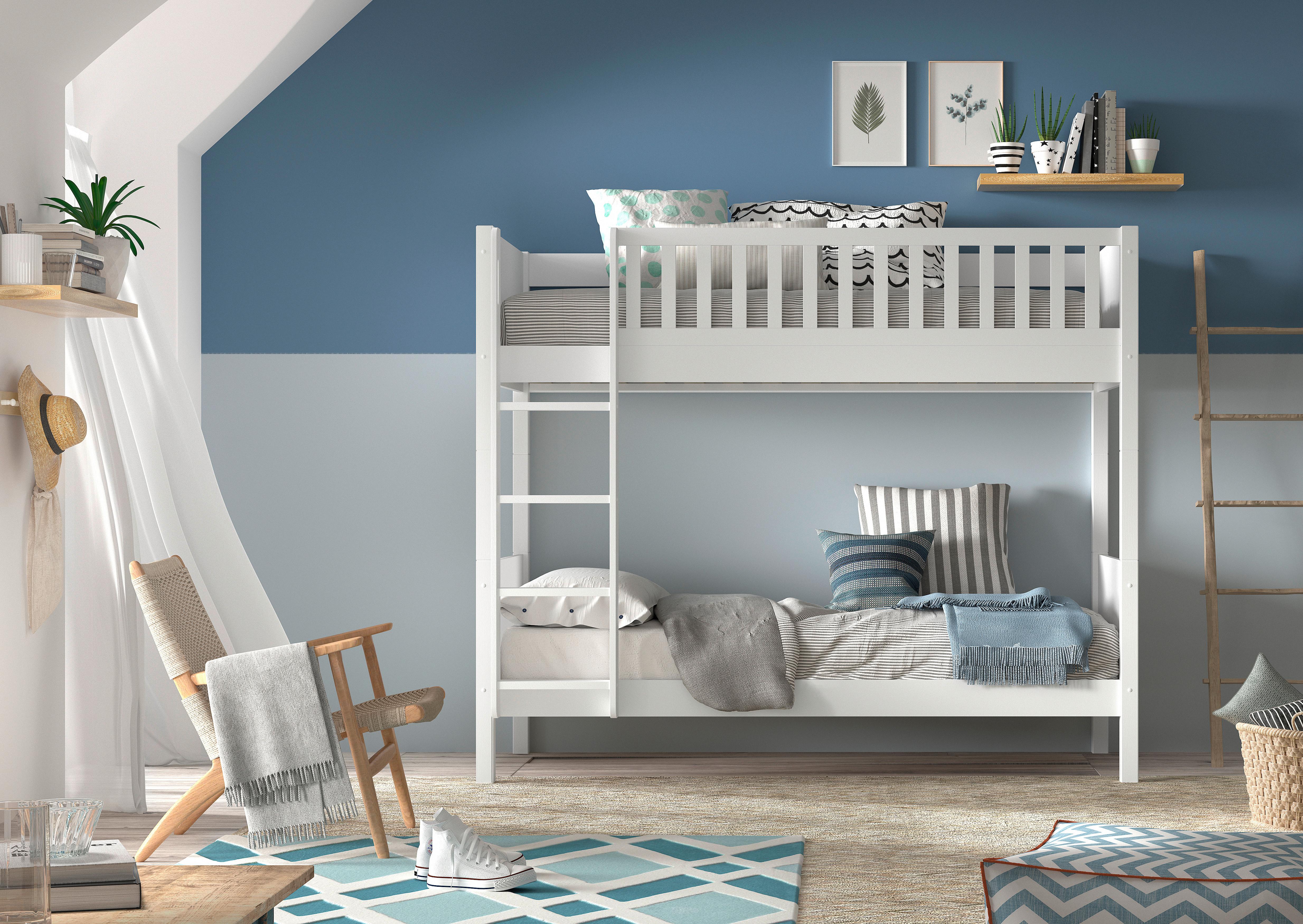 Etagenbett Scott Weiß Echtholz inkl. Zubehör - Weiß, Natur, Holz (90/200cm) - Vipack