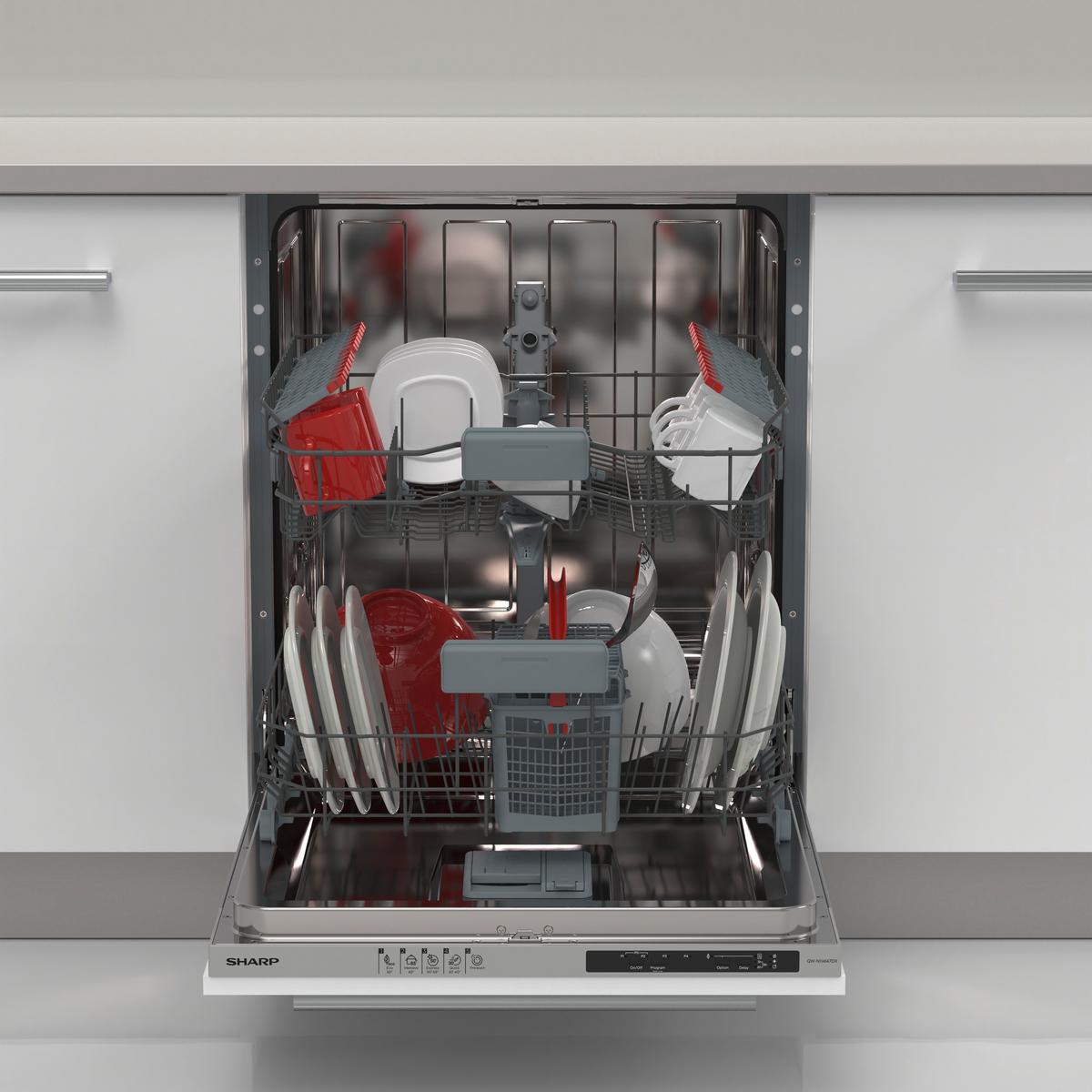 Geschirrspüler Vollintegriert Sharp Qw-Ni14i47dx-De Weiss - Weiß, Basics, Kunststoff (59,8/82/55cm) - Sharp
