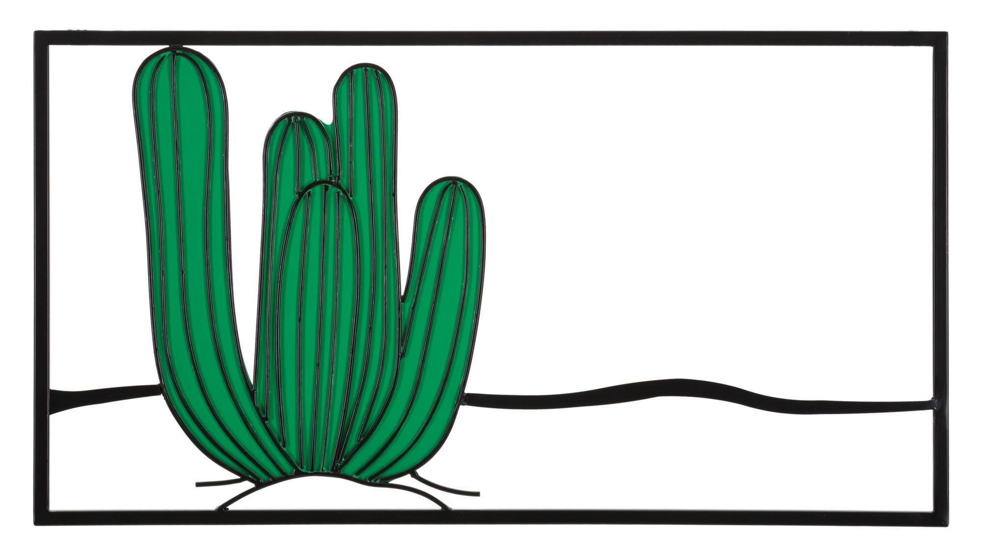 Wanddeko Cactus Grün, Schwarz B: 60 cm - Schwarz/Grün, Basics, Metall (60/33/1.30cm)