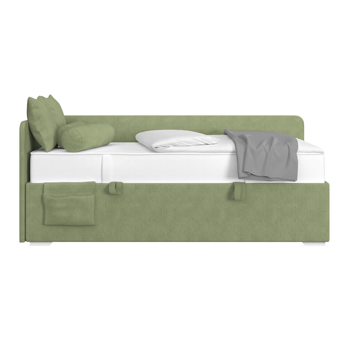 Kárpitozott Ágy Remi 90/200cm - ezüstszínű/zöld, Modern, textil/fa (90/200cm)