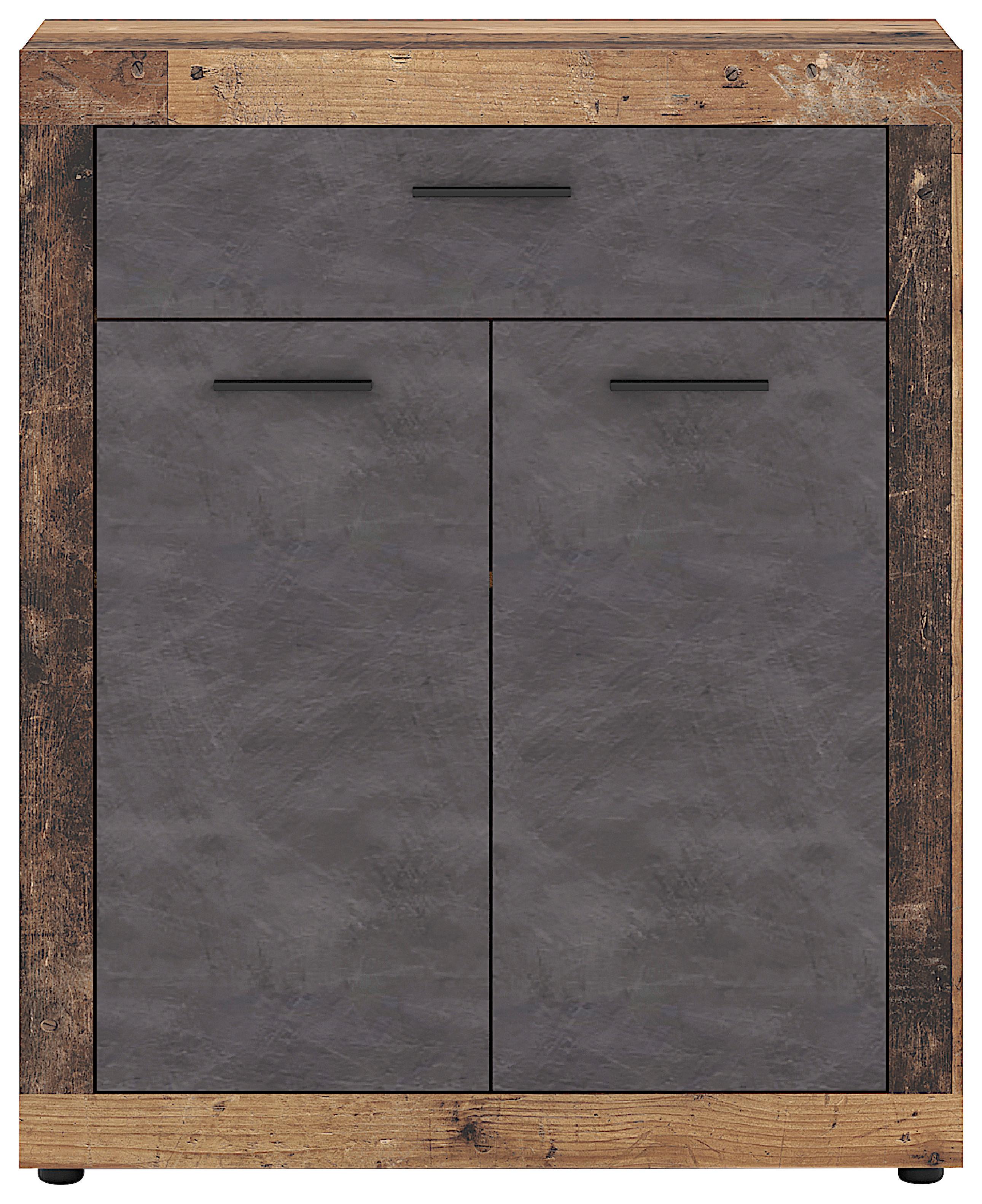 Kommode Luna Eiche Old Style - Alteiche/Schwarz, Design, Holzwerkstoff/Kunststoff (88,9/107,7/40cm) - MID.YOU