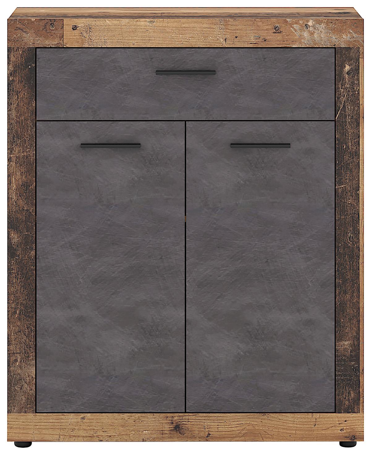Kommode Luna Eiche Old Style - Alteiche/Schwarz, Design, Holzwerkstoff/Kunststoff (88,9/107,7/40cm) - MID.YOU