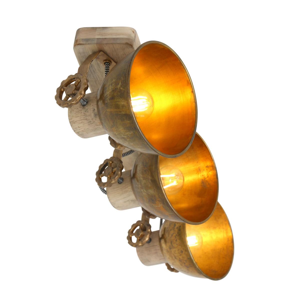 Deckenspots Gearwood - Bronzefarben/Kupferfarben, Trend, Holz/Metall (59/19/23cm)