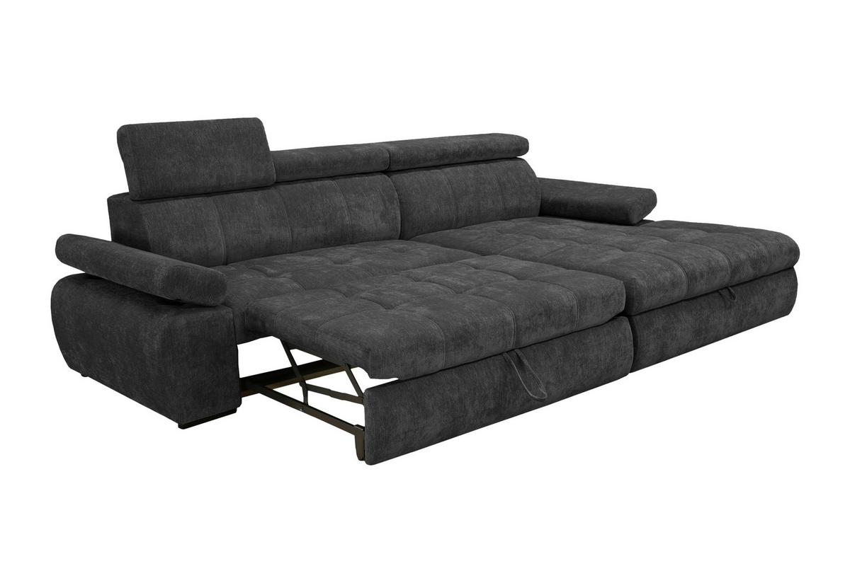 Rohová sedačka VEGAS, pravá, černá žinylka - černá, Design, dřevo/textil (294/173cm)