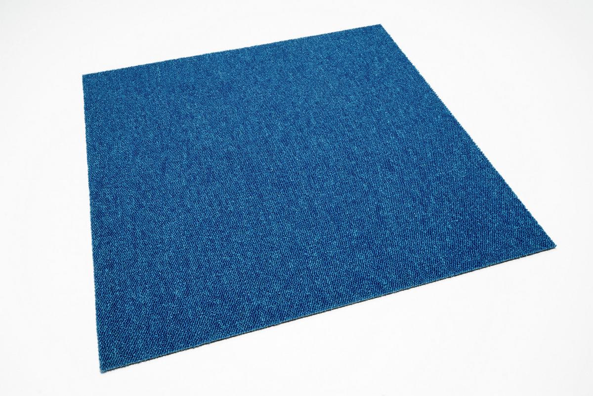 Teppichfliese Blau Mustang 50x50 cm Florhöhe 3 mm - Blau, Basics, Textil (50/50cm)