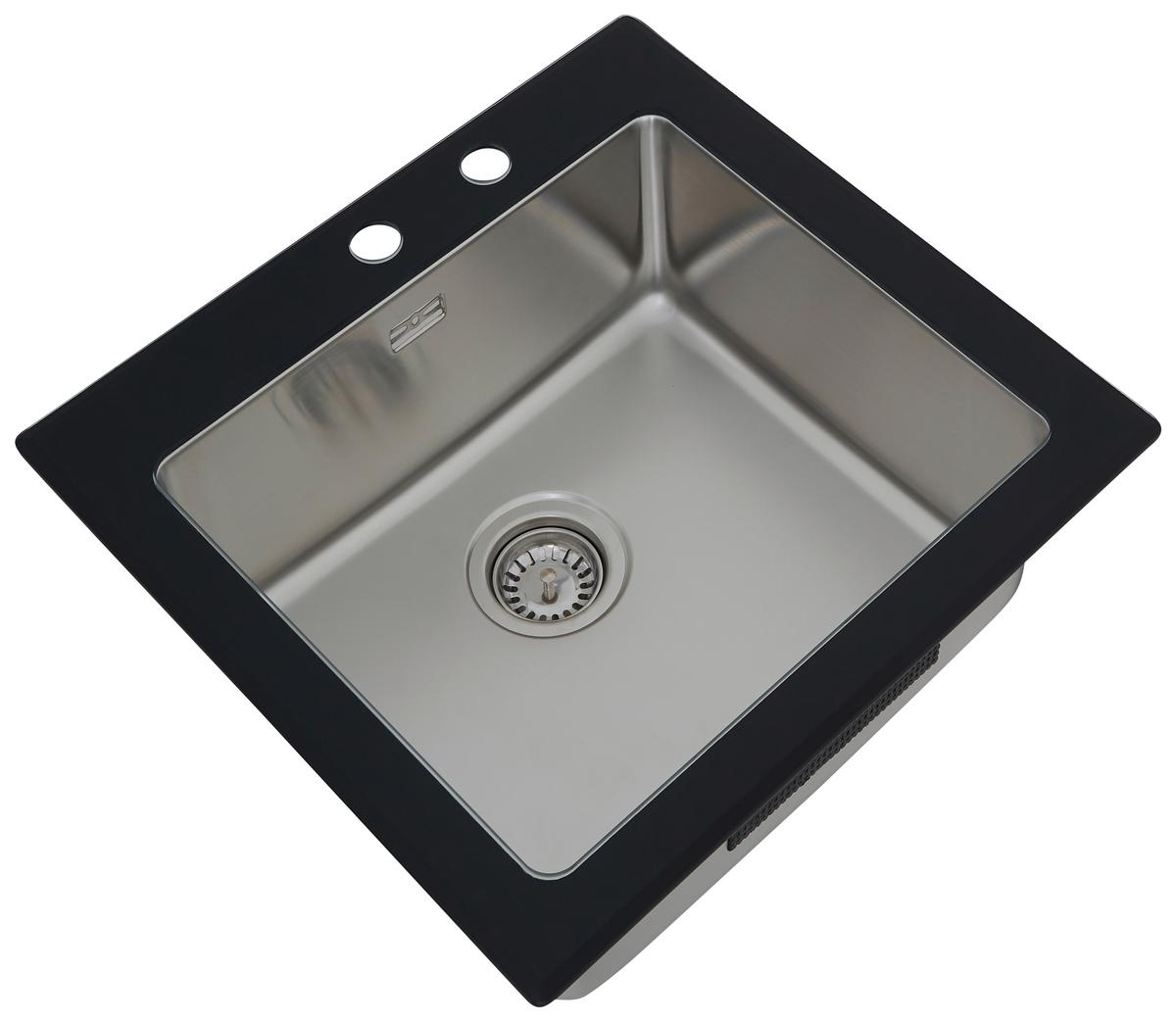Spüle Respekta Glas Einzelbecken - Schwarz, Trend, Glas/Metall (55/21/53cm) - Respekta