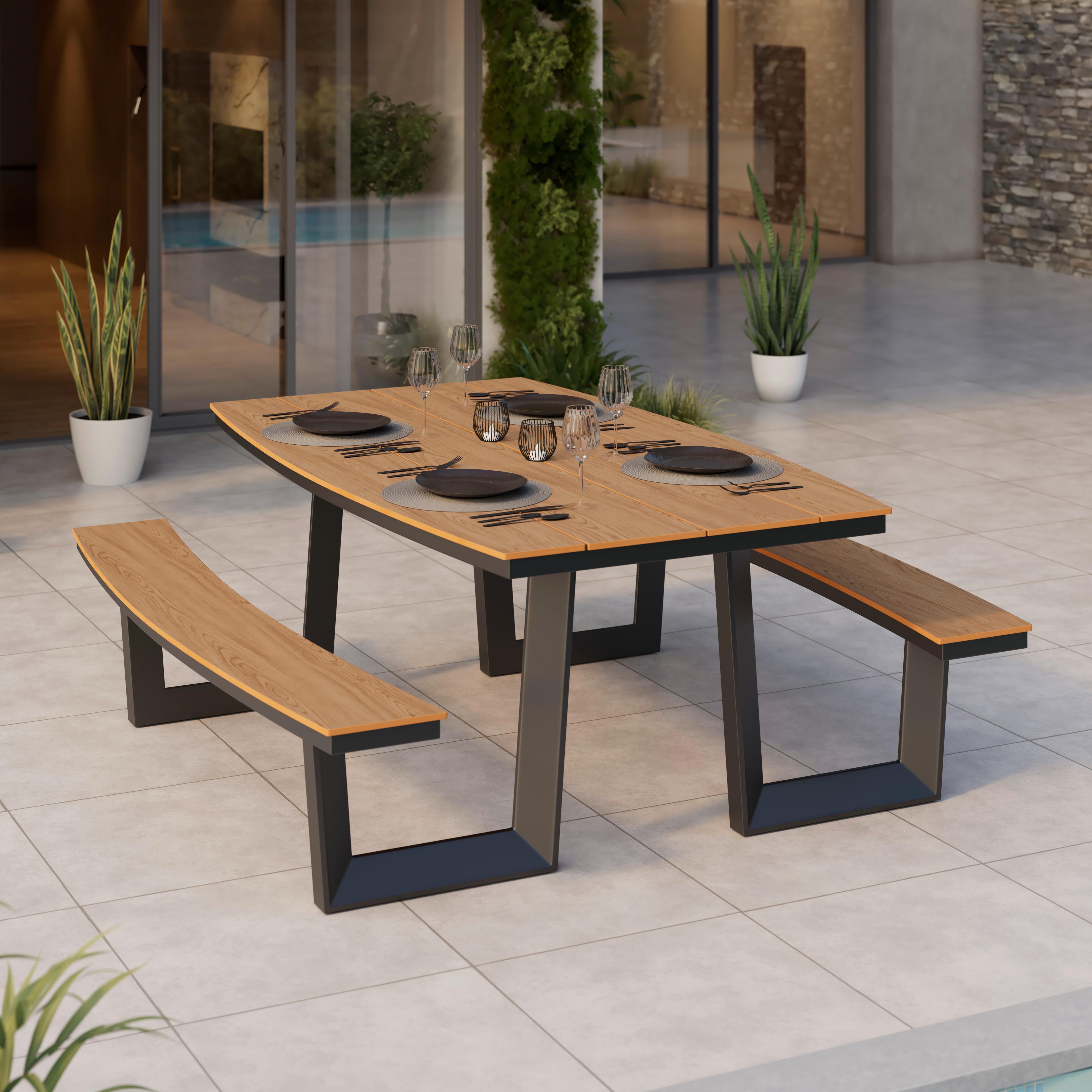 ZOSTAVA ZÁHRADNÉHO NÁBYTKU MANUEL - prírodná farba/antracitová, Modern, kov/plast (200/75/180cm)