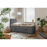 Boxbett Mit Topper & Bettkasten 90x200 Polly - Anthrazit/Schwarz, MODERN, Holz/Holzwerkstoff (90/200cm) - MID.YOU