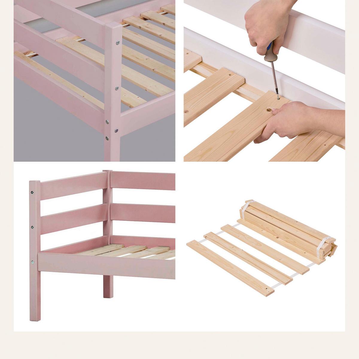 Kinder-/Jugendbett Comfort Rosa, Lf: 70x160 cm - Rosa, MODERN, Holz (70/160cm) - MID.YOU