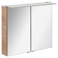 Spiegelschrank B.perfekt + Led 80x69,5x23,5cm Eiche Dekor - Eichefarben/Silberfarben, MODERN, Glas/Holzwerkstoff (80/69,5/23,5cm) - MID.YOU