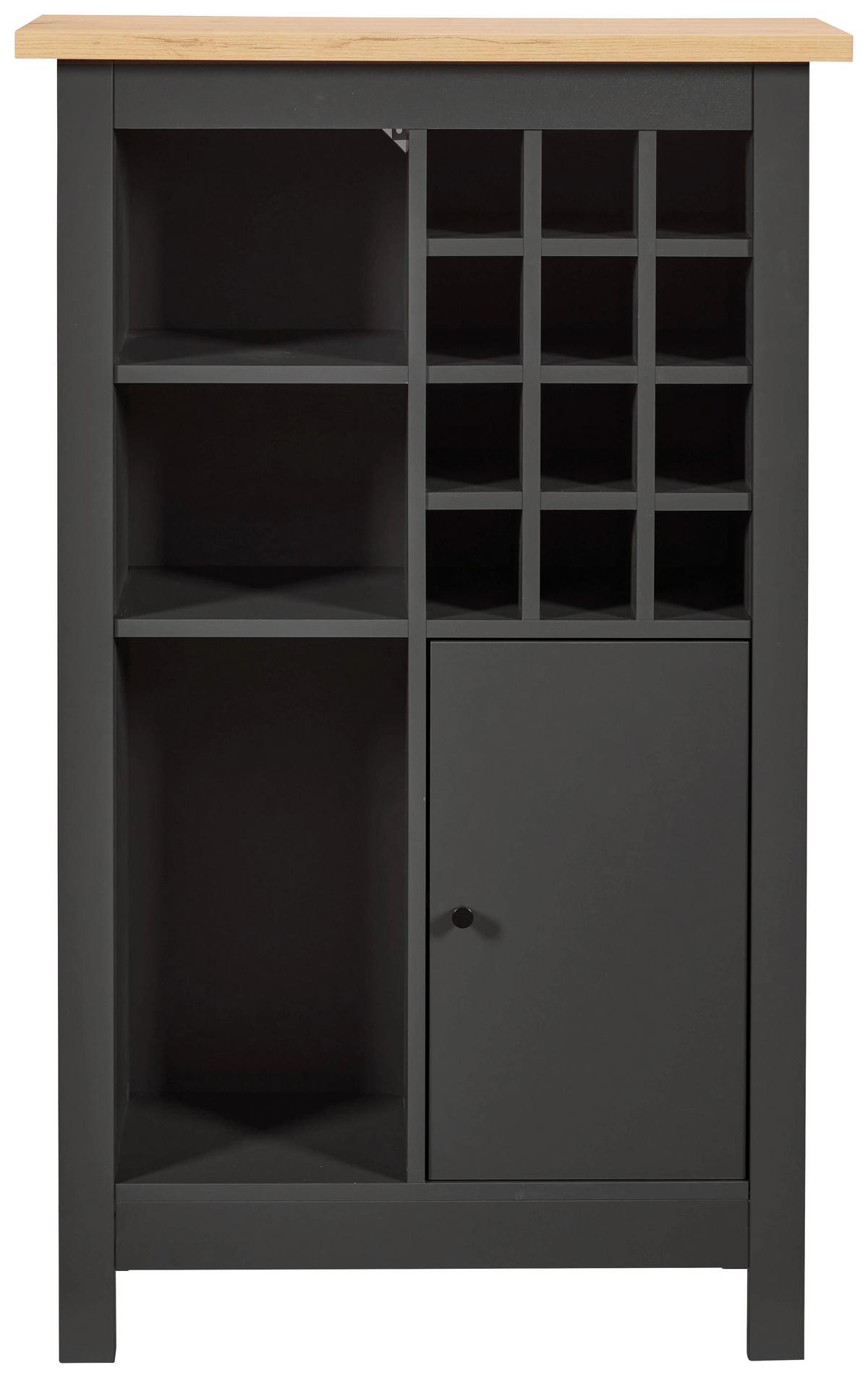 Skrinka na víno VENET antracit /dub Eiche - čierna/antracitová, Romantik / Landhaus, kompozitné drevo/plast (76,8/124,4/33cm) - Mömax