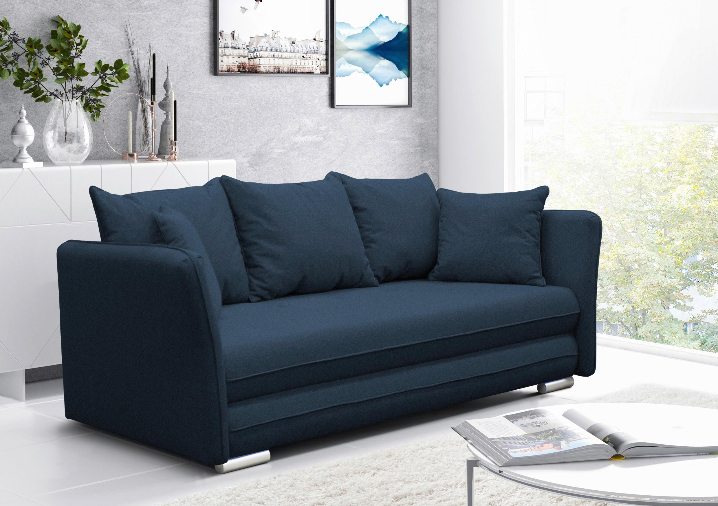 2-sitzer-sofa Mit Schlaffunkt. Modi Und Bettkasten Blau - Blau/Silberfarben, Design, Textil (235/83/106cm) - MID.YOU