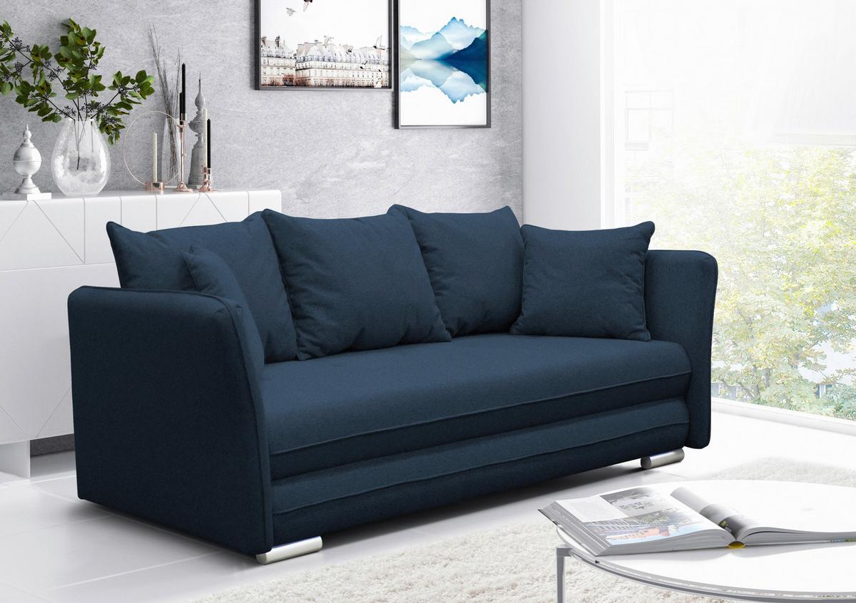 2-sitzer-sofa Mit Schlaffunkt. Modi Und Bettkasten Blau - Blau/Silberfarben, Design, Textil (235/83/106cm) - MID.YOU