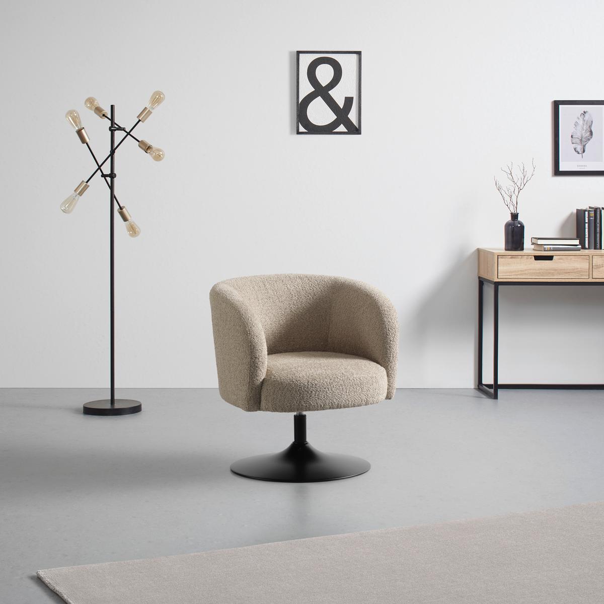Otočná stolička GIRO, sivobéžová ženilka, max.120 kg - čierna/sivobéžová, Modern, kov/textil (67/68/73cm) - Premium Living