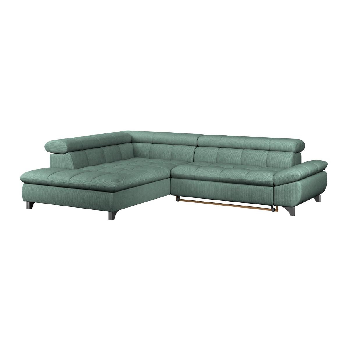 Ecksofa Gemini Grün, B: 234cm - Chromfarben/Dunkelgrün, KONVENTIONELL, Textil (234/312cm)