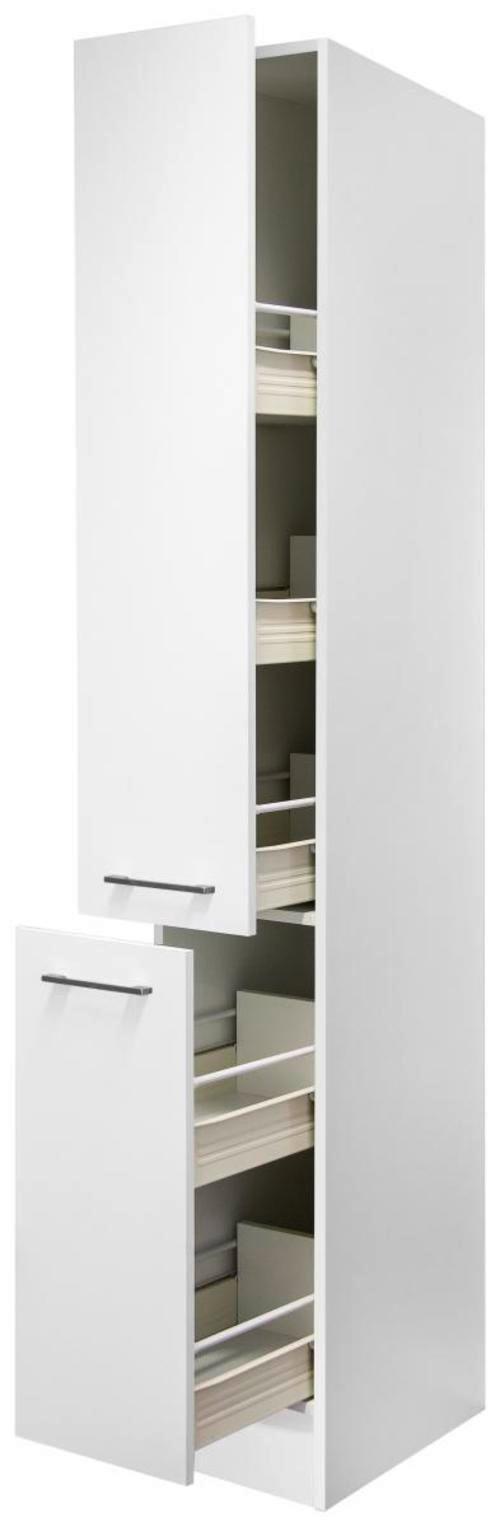 Potravinová skrinka Neo biela - biela/farba ušľachtilej ocele, Modern, kov/kompozitné drevo (30/200/57cm) - FlexWell