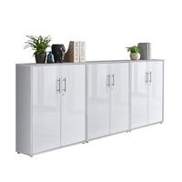 Aktenschrank Office Edition Grau/weiß Hg, B: 253,2 Cm - Weiß Hochglanz/Grau, MODERN, Holzwerkstoff (253,2/113,6/33cm) - MID.YOU