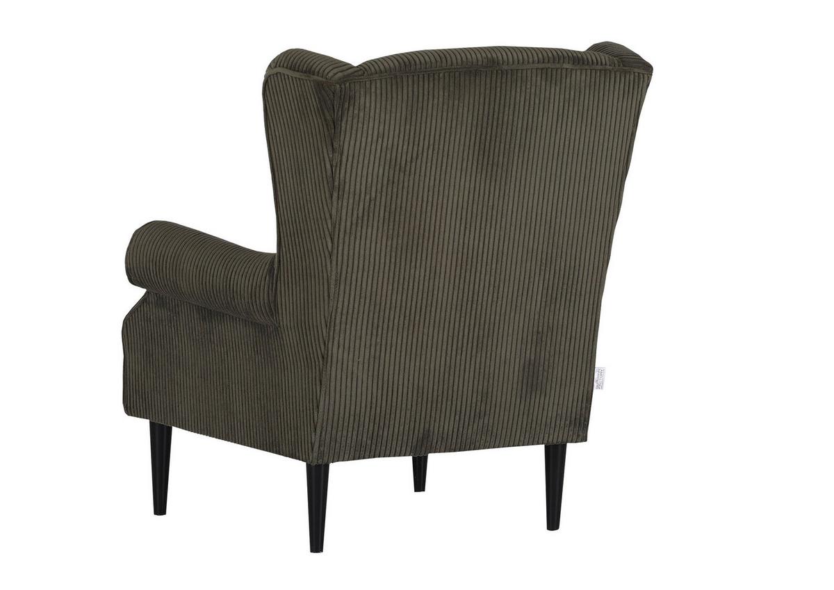 Kreslo - ušiak VIOLA, olivovozelený menčester - olivovozelená/čierna, drevo/textil (82/95/85cm) - Mömax