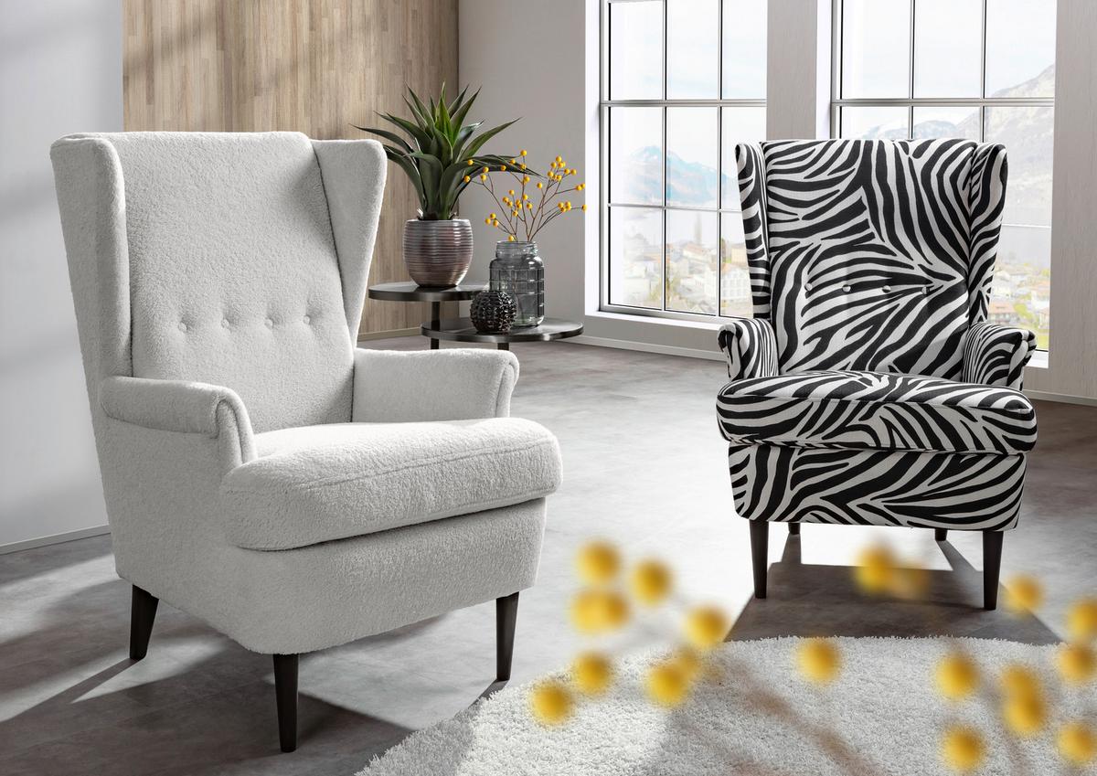 Ohrensessel Versailles Schlammfarben B: 72 cm - Schlammfarben/Dunkelbraun, Design, Textil (72/104/85cm) - MID.YOU