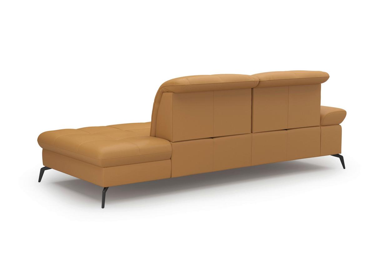 Récamiere Amica E, Currygelb B: 231 Cm - Currygelb/Schwarz, KONVENTIONELL, Leder (231/90/122cm) - Sit & More