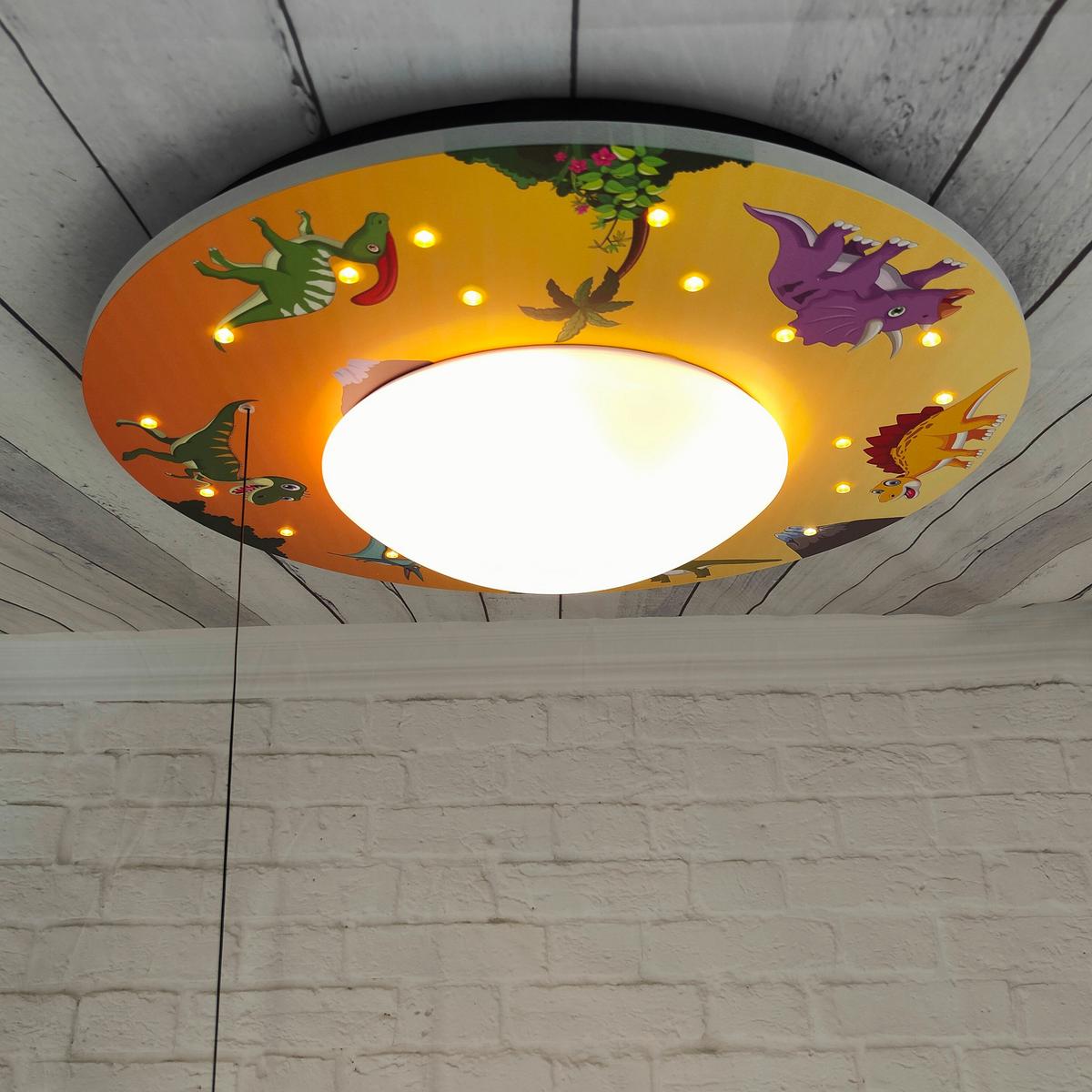 Kinderdeckenleuchte 7002 - Deckenleuchte Dinos - Multicolor/Weiß, Basics, Holzwerkstoff/Kunststoff (54/11cm) - Niermann