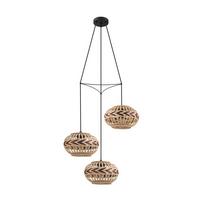 Hängeleuchte Dondarrion H: 130 cm 3-Flamming, Echtholz - Weinrot/Schwarz, KONVENTIONELL, Holz/Metall (57/130cm) - Eglo