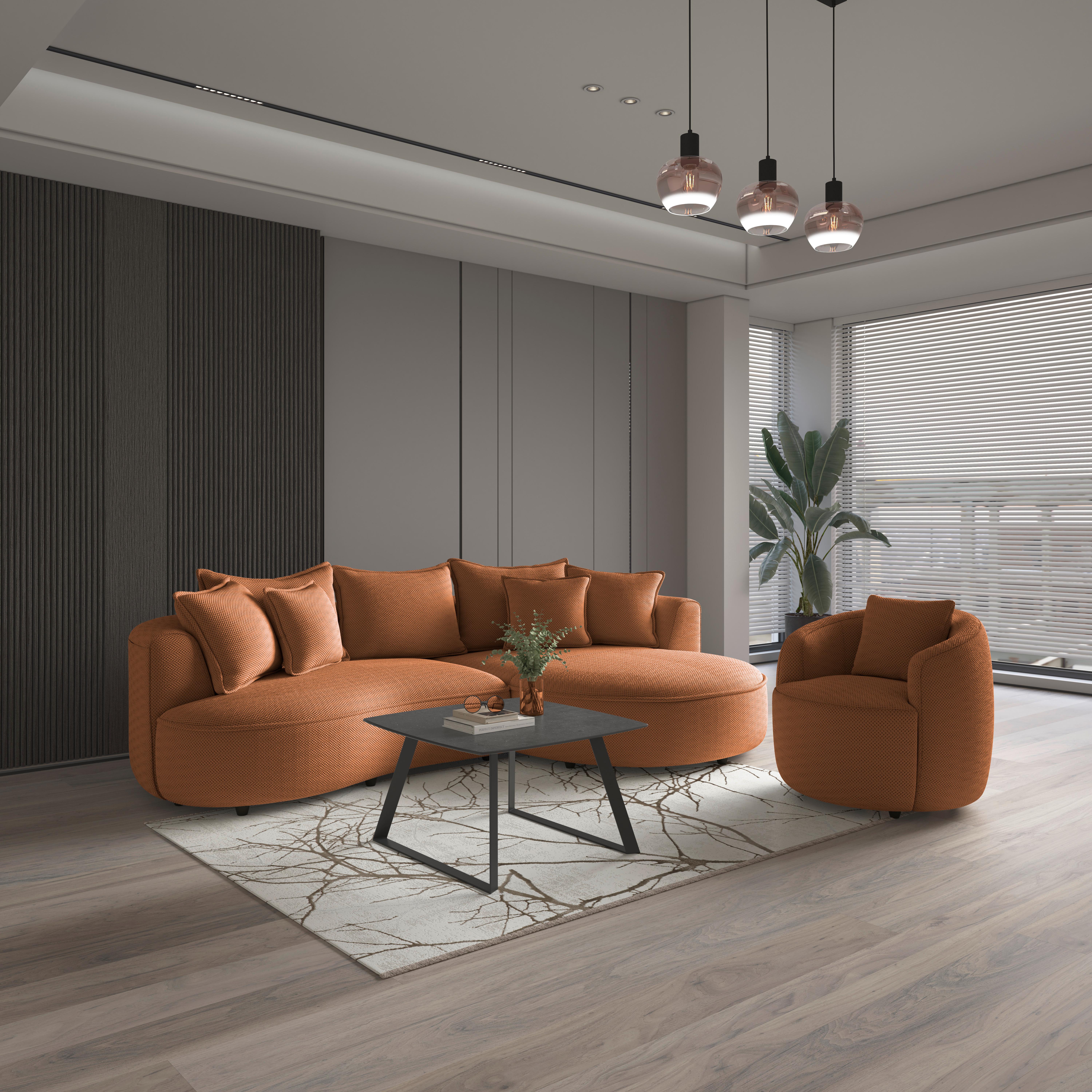 Sessel Pina - Terracotta/Schwarz, MODERN, Textil (81/74/81cm)