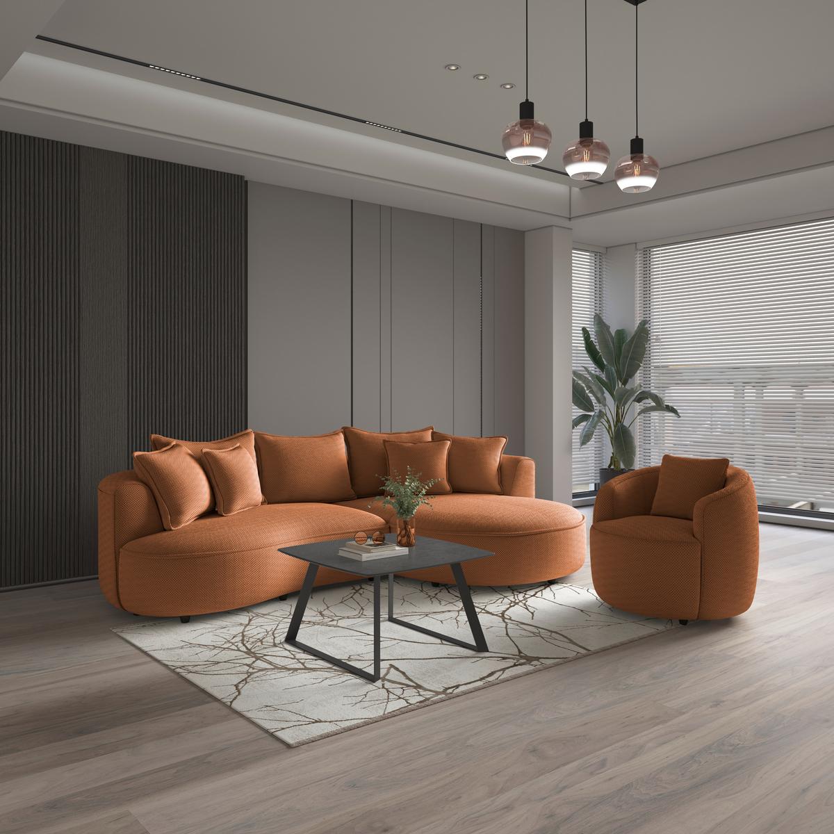 Sessel Pina - Terracotta/Schwarz, MODERN, Textil (81/74/81cm)