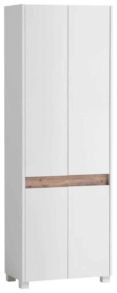 Schuhschrank Cosmo Weiß 4-Türig B: 56,9 cm - Silberfarben/Weiß, Design, Holzwerkstoff (56,9/164,5/33cm) - MID.YOU