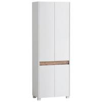 Schuhschrank Cosmo Weiß 4-Türig B: 56,9 cm - Silberfarben/Weiß, Design, Holzwerkstoff (56,9/164,5/33cm) - MID.YOU
