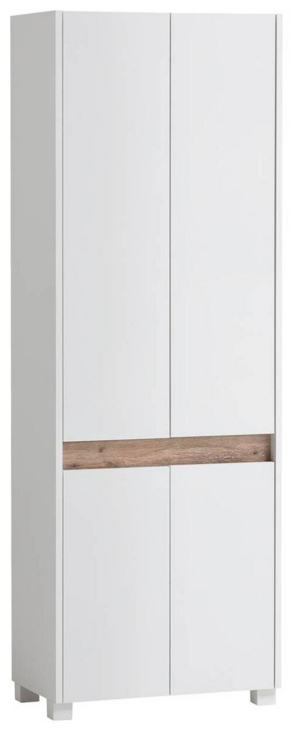 Schuhschrank Cosmo Weiß 4-Türig B: 56,9 Cm - Silberfarben/Weiß, Design, Holzwerkstoff (56,9/164,5/33cm) - MID.YOU