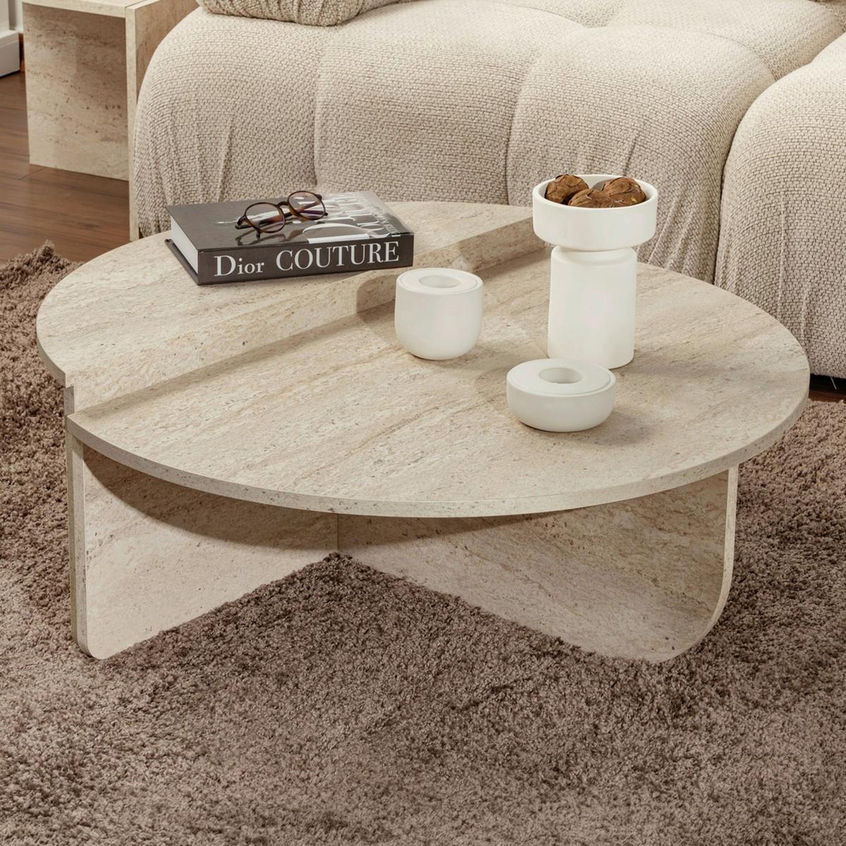 COUCHTISCH Orion Creme L: 90-85cm - Creme, Design, Holzwerkstoff (90-85/60-30/30-35cm) - MID.YOU