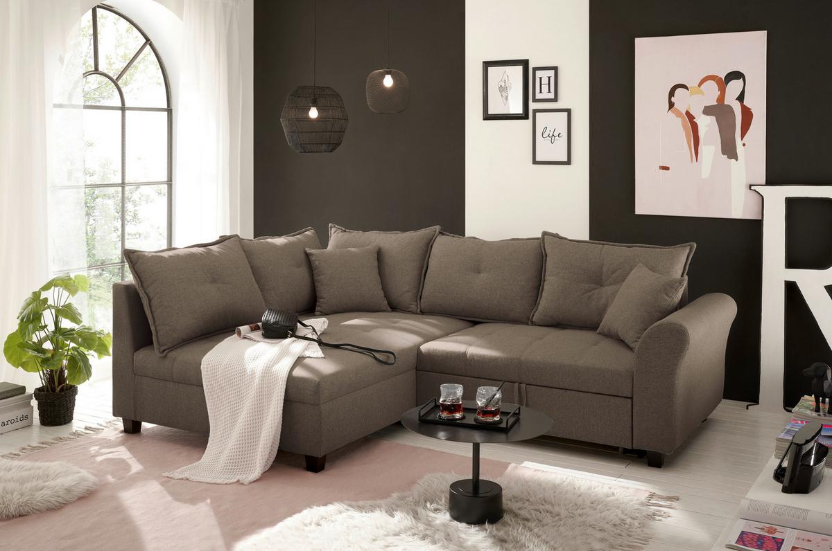 Ecksofa Liz Braun S: 175x252 cm - Schwarz/Braun, MODERN, Textil (175/252cm) - Livetastic